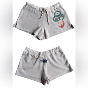 Boys Lie Cream Waffle Knit Shorts with Floral & Heart Details